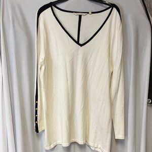 Soft Surroundings Cream and Black Long Sleeve Top